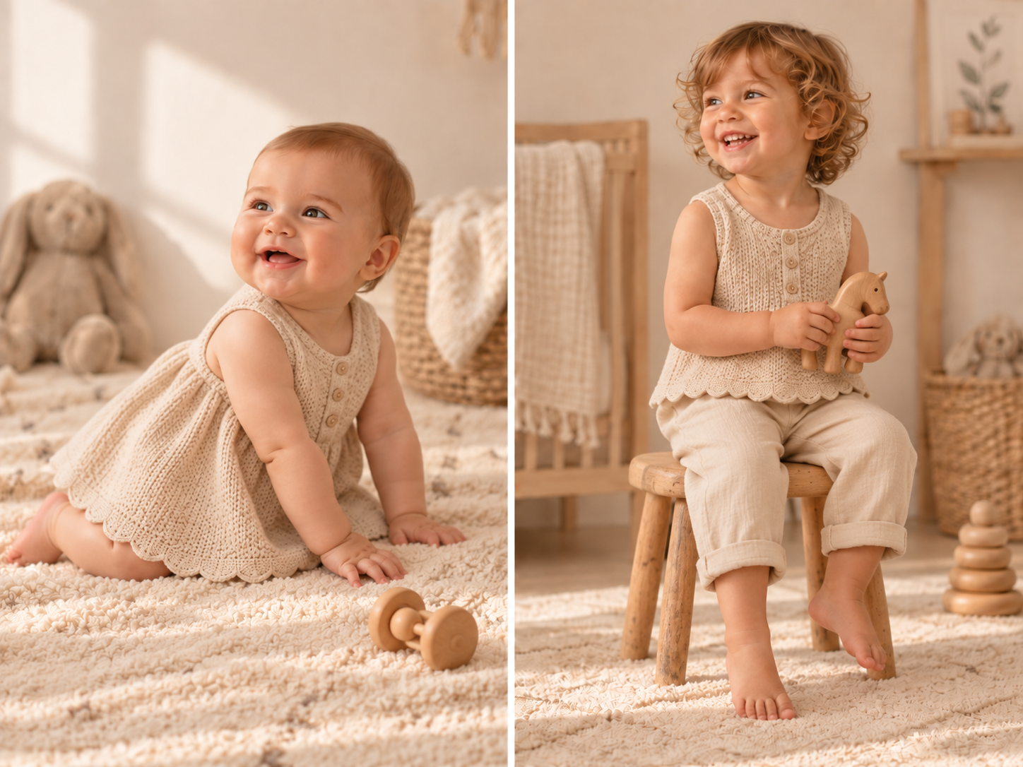 Vestido em tricot que acompanha o crescimento como camisola sem mangas